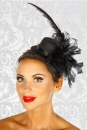 Mini-Hut / Fascinator schwarz und wei�