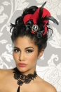 Mini-Zylinder / Fascinator rot/schwarz
