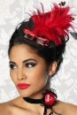 Mini-Melone / Fascinator schwarz/rot