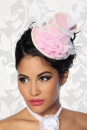Vintage Mini-Zylinder / Fascinator rosa/wei�