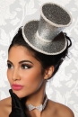 Mini-Zylinder / Fascinator silber