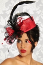 Designer-Hut / Fascinator rot/schwarz