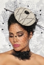 Designer-Mini-Hut / Fascinator creme/schwarz