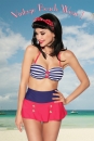Vintage Bandeau-Bikini, blau/rot/wei�