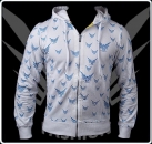 Wei�e FancyBeast Jacke FB113 mit Blauen Used Aufdruck
