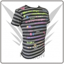 Grau Gestreiftes FancyBeast Neon Clubwear Shirt FB276